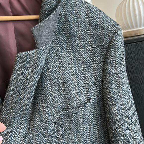 Moores Harris Tweed Blue Gray Wool Blazer Men’s 44R Single Breasted Sportscoat - Picture 11 of 16